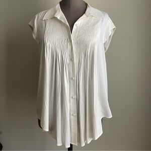 Catherine Malandrino White cap sleeve button down Top